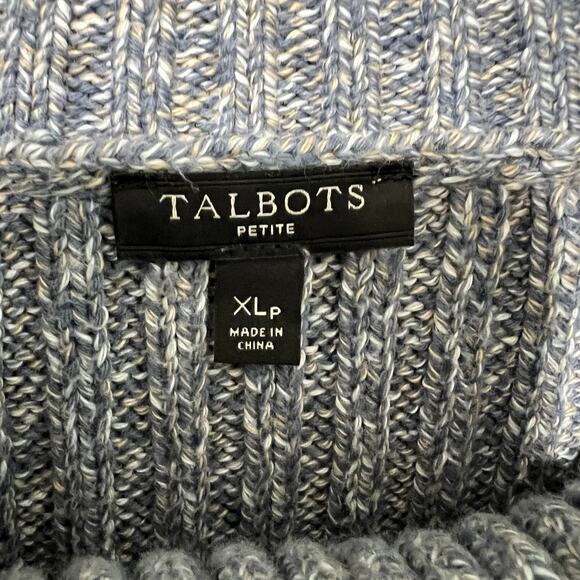 Talbots Chunky Cable Knit Sweater Womens Size XLp Petite Gray Cotton Fisherman - Picture 6 of 12